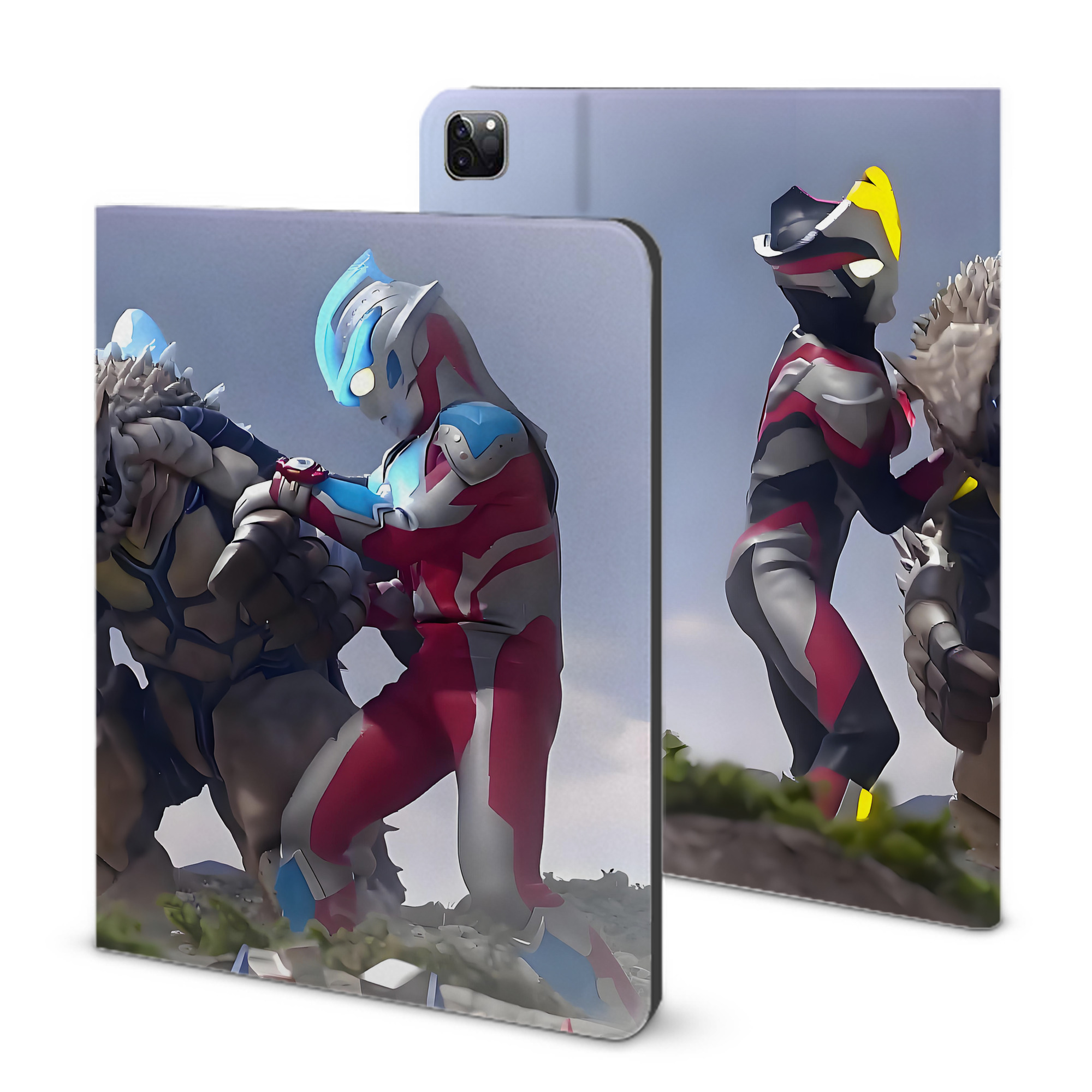 （画像用） ウルトラマン Ultraman IPad ケース ブック型 PUレザー TPU 耐衝撃 軽量 薄型 ペン収納なし 全面保護 IPad 各モデル対応